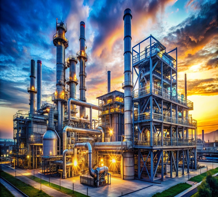 painting-factory-with-sun-settin